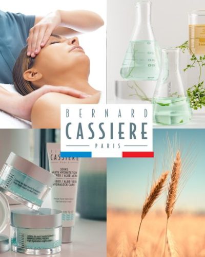 Affiche des produits et soins Bernard Cassière hydratants au bamboo et aloé verra.